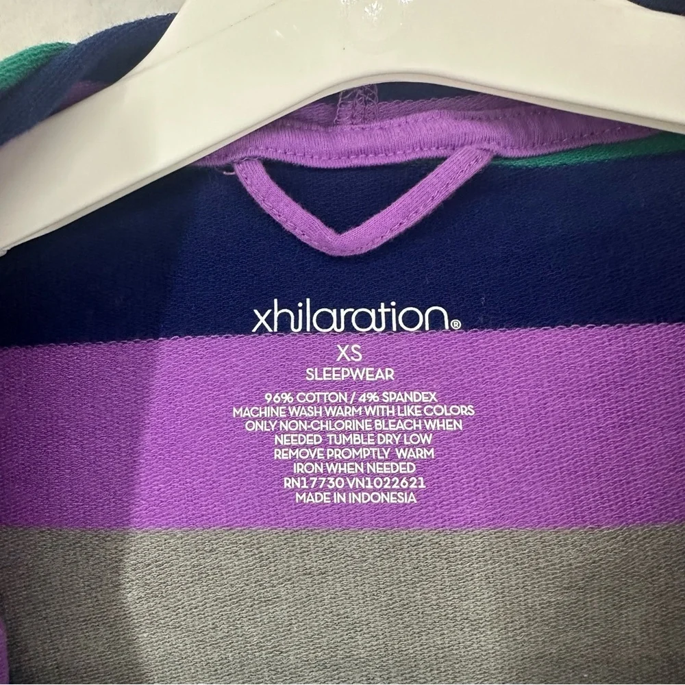 Xhilaration Striped Hooded Front Tie‎ Long Sleeve Sleepwear Cover Up Womens XS
